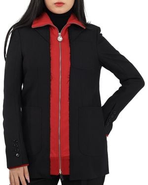 Burberry Track Top Detail Wool Twill Tailored Jacket - Black