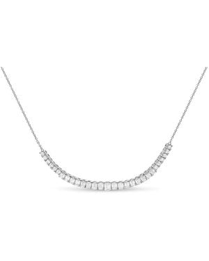 Haus of Brilliance 14K Lab Grown Diamond 5.0 Cttw Emerald Cut Station Necklace - Metallic