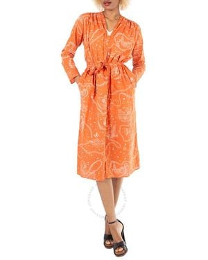 Roseanna Lucio Edward Long Sleeve Cotton Dress - Orange