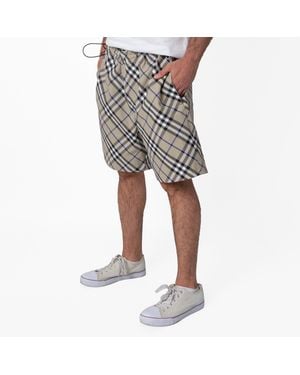 Burberry Ekd Embroidered Check Shorts - Grey