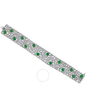 Created Forever 9 4/5Ct Tgw Emerald And 11 1/7Ct Tw Lab-Grown Diamond Wide Bracelet - Green