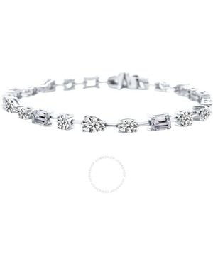 Maulijewels 5.90 Ctw 14K Lab-Grown (F-G Vs1)Diamond Multi-Shape Tennis Bracelet For - Metallic