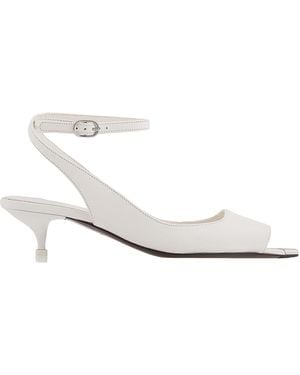 McQueen New Ivory Leather Punk Ankle Strap Sandals, Brand Size 39 Us - White