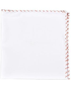 Brunello Cucinelli Cotton Pocket Square With Contrast Stitching, One Size - White