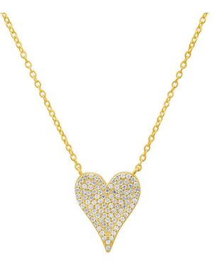 Kylie Harper 14K Over Over Elongated Cz Heart Necklace - Metallic