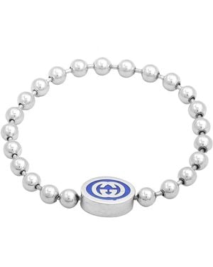 Gucci Interlocking G Boule Chain Sterling Enamel Bracelet - Blue