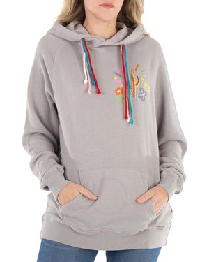 Mira Mikati Cactus Embroidered Cotton Hoodie - Grey