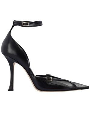 Jimmy Choo X Mugler Leather And Mesh Court Shoes, Brand Size 35 Us - Black