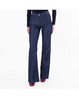 Ferragamo Ferragamo Front Pleated Flared Trousers - Blue