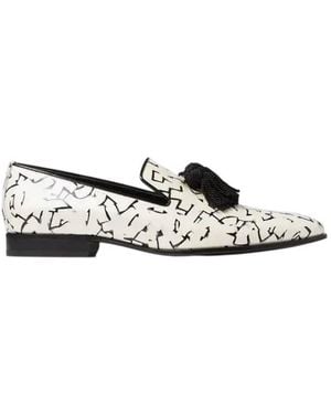 Jimmy Choo Eric Haze Foxley Artwork Printed Loafers, Brand Size 42 Us - Black
