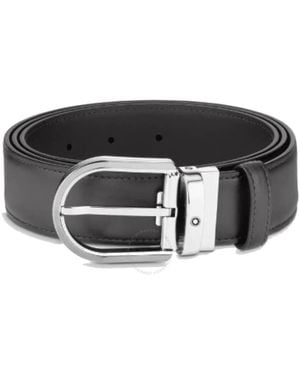 Montblanc Horseshoe Buckle Adjustable Leather Belt - Black