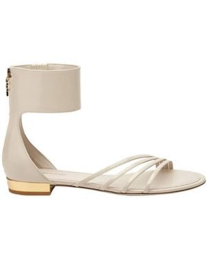 Ferragamo Clivia Florence Leather Flat Sandals - Metallic