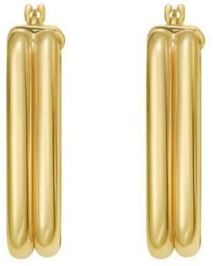 Tresorra 14K Double Row Paperclip Hoop Earrings - Metallic