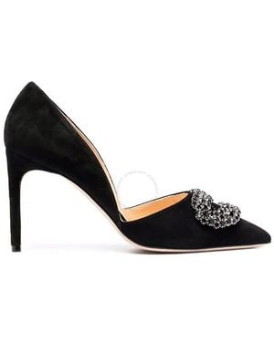 Giannico Daphne 90 Suede Court Shoes - Black