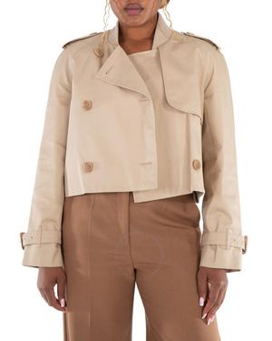 Burberry Gabardine Cropped Trench Coat - Natural