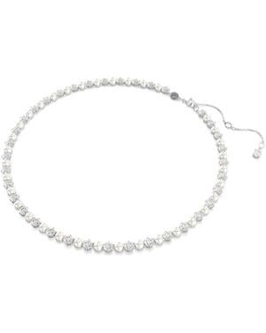 Swarovski Matrix Crystal Pearl Tennis Necklace - Metallic