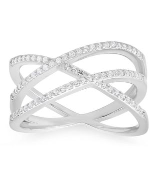 Kylie Harper Sterling Criss-Cross Cz Ring - Metallic