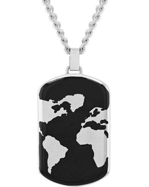 Robert Alton And Stainless Steel Dog Tag Necklace - Black