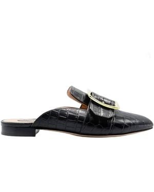 Bally Janesse Croc-Embossed Leather Mules, Brand Size 35 Us - Black