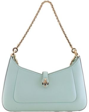 BVLGARI Small Serpenti Baia Leather Shoulder Bag - Blue