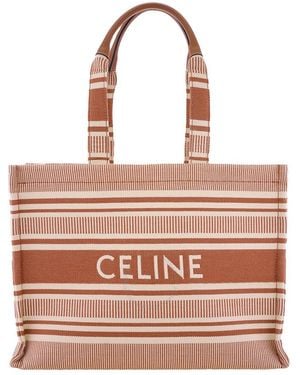 Celine Cabas Thais Striped Tote - Natural
