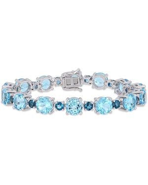 Amour 37 1/10 Ct Tgw Sky- Topaz And London- Topaz Tennis Bracelet - Blue