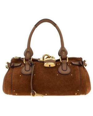 Chloé Suede Paddington Shopping Bag Borse A Mano - Brown