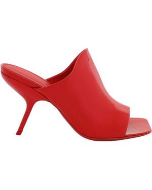 Ferragamo Calfskin Open-Toe Slide Sandals - Red