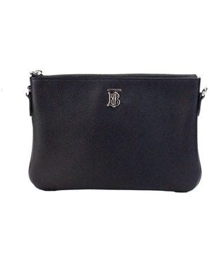 Burberry Monogram Leather Crossbody Bag - Blue