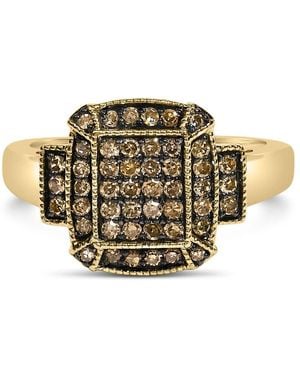 Haus of Brilliance 10K Plated .925 Sterling 1/2 Cttw Champagne Diamond Step Up Ring - Yellow