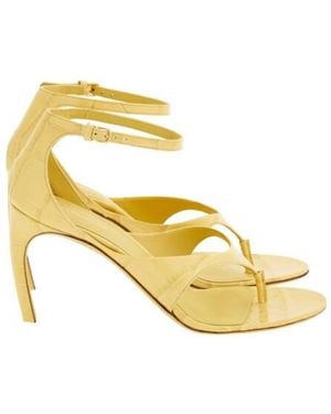 Ferragamo Zoele 85 Croc-Embossed Leather Sandals - Metallic