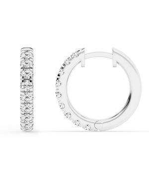 Brilliant Diamond 1 Carat Round Lab Grown Diamond Hoop Earrings - Metallic
