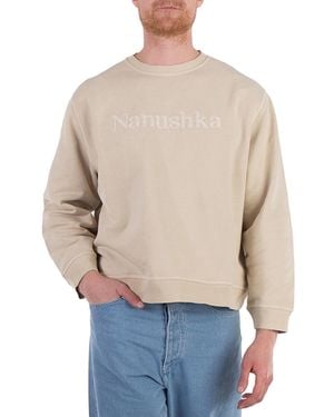Nanushka Mart Cotton Logo-Embroidered Sweatshirt - Blue