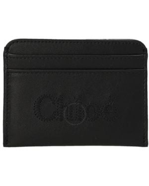 Chloé Embroidered Logo Sense Card Holder - Black