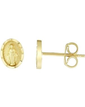 Kylie Harper Ladies 14K Virgin Mary Stud Earrings - Metallic