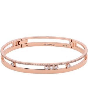 Messika 18K Rose Move Romane Diamond Bangle - White