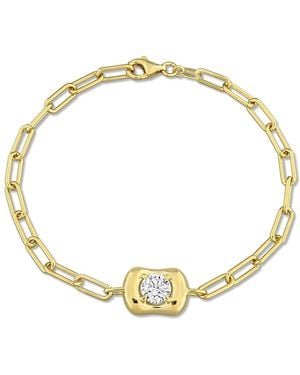 Created Forever 1Ct Tw Lab-Grown Diamond Puffed Centre Paperclip Bracelet - Metallic