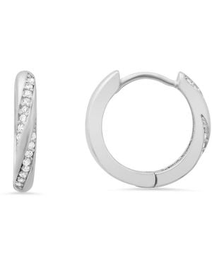 Kylie Harper Sterling Swirl Cz 15Mm Hoop Earrings - Metallic