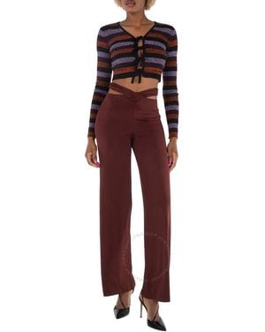 Marine Serre Ladies Cross-Waist Fluid Trousers - Red