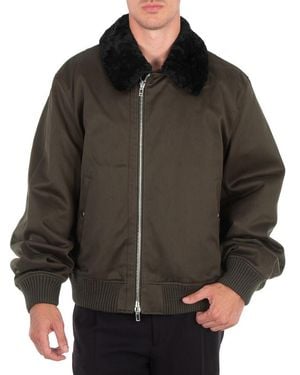 Burberry Zipped Shearling-Collar Bomber Jacket - Black
