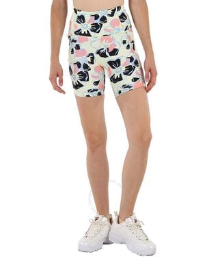 Lorna Jane Ladies Hibiscus Print Hi-Fold Bike Shorts - Blue