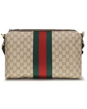 Gucci Gg Canvas Web Stripe Shoulder Bag - Grey