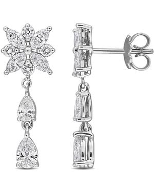 Created Forever 2 1/3Ct Tw Multi-Shaped Lab-Grown Diamond Floral Drop Stud Earrings - White