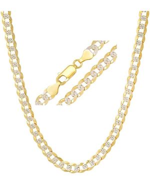 Kylie Harper Thick/Heavy Italian Two-Tone 14K Over Diamond-Cut Pave Miami Cuban Curb Chain Necklace - Metallic