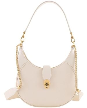 BVLGARI Ivory Serpenti Ellipse Leather Shoulder Bag 291639 - Natural