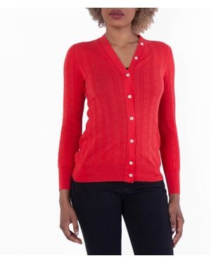 Ferragamo Ferragamo Gancini A-Jour Wool Cardigan - Red