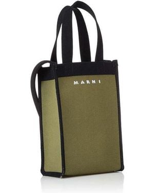 Marni Logo Knit Crossbody Tote Bag - Green