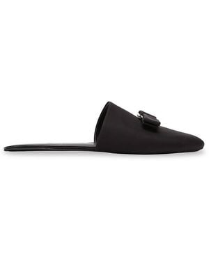 Ferragamo Vern Dream Bow-Embellished Slippers - Black