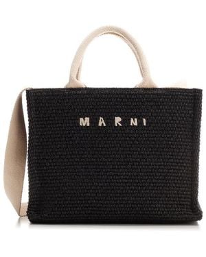 Marni Raffia Tote Bag - Black