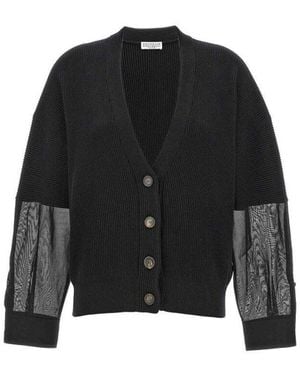 Brunello Cucinelli Ribbed Cotton Sweater, Size Large - Black